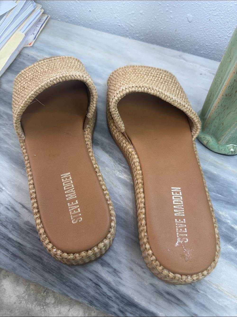 Steve Madden Natural Woven Slide Sandals - Picture 3 of 3